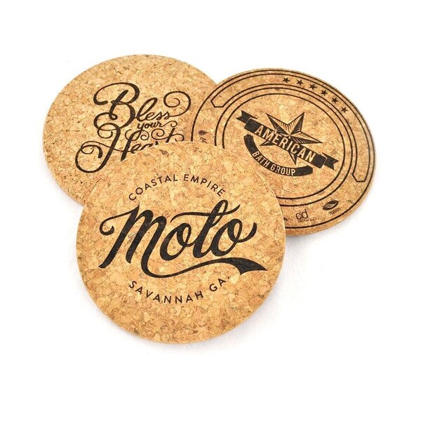 Cork coasters with custom printing